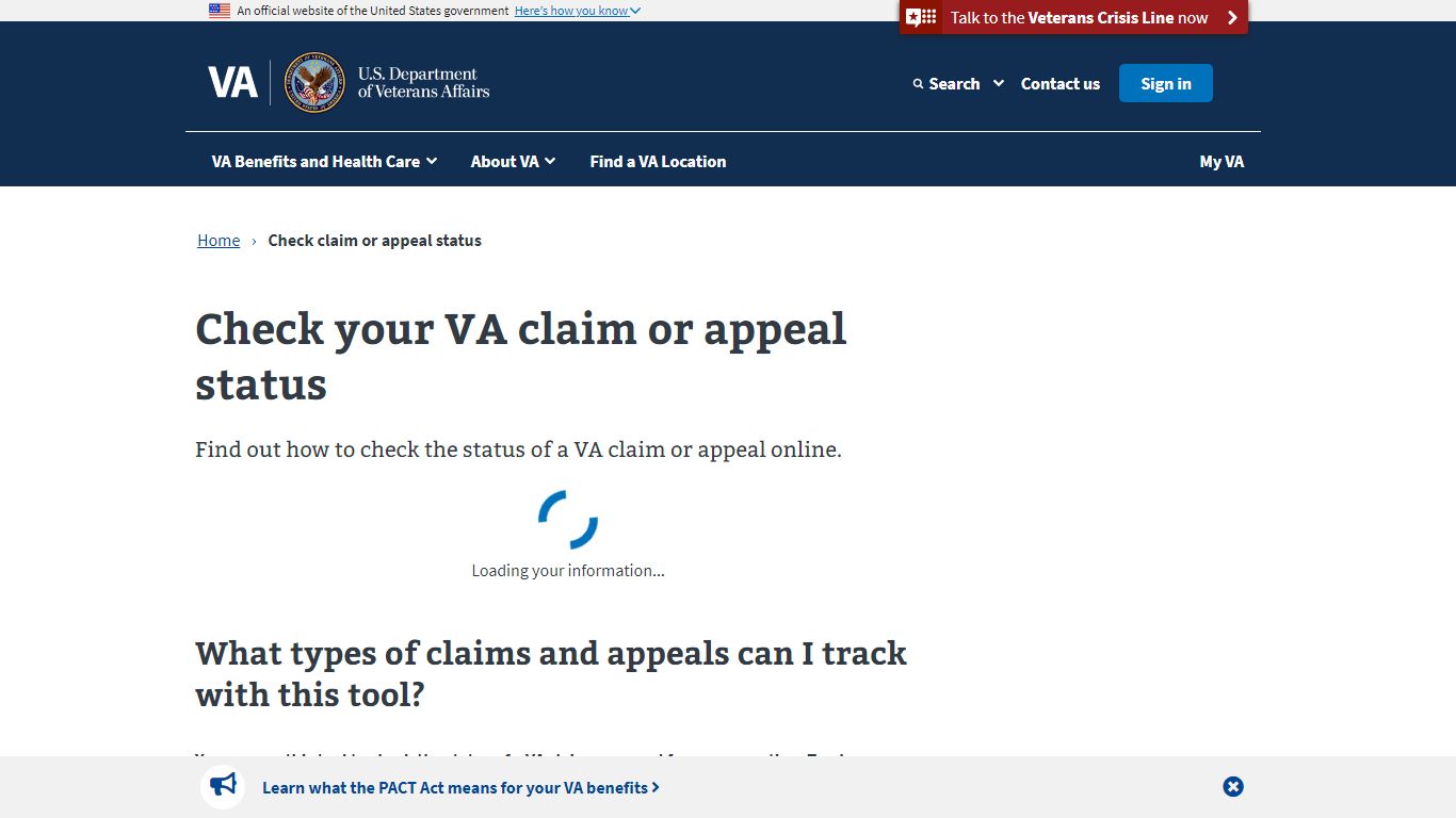 Check Your VA Claim Or Appeal Status | Veterans Affairs