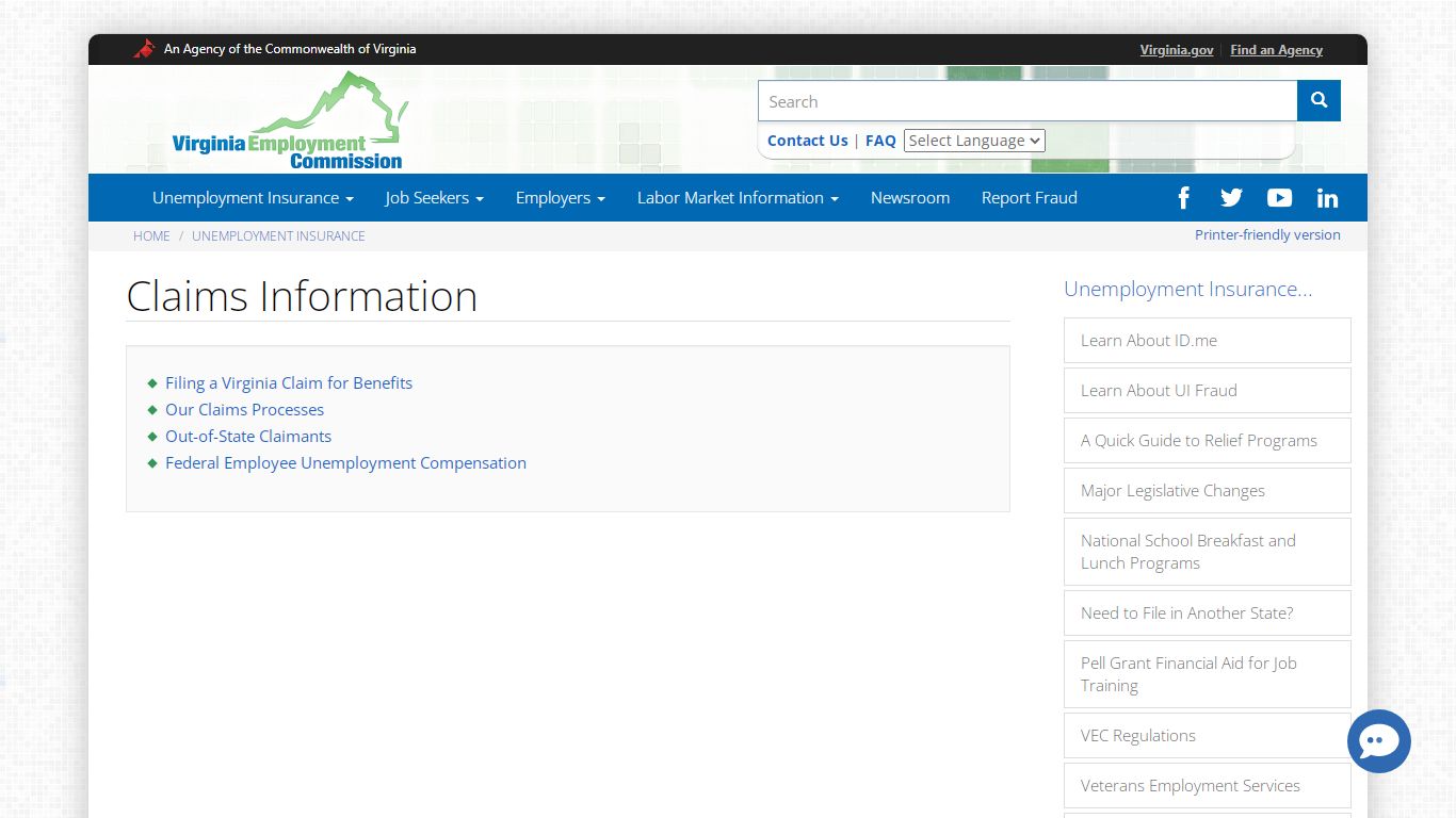 Claims Information | Virginia Employment Commission